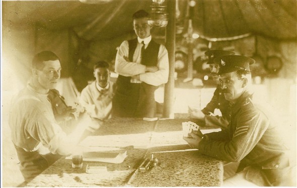 Photo:Maternal grandfather - Thomas Richard Lillywhite (born 14 Islingwood Place Brighton 1 May 1894 - died 31 July 1938). Photo depicts RSM Lillywhite (on the right of the photo) Royal Sussex Regiment, serving in India pre 1901, playing "crib", taken in Sergeant's Mess (tent) with the cribbage board on the table still in possession of my family.