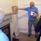 Photo:David Rowland (our society Chairman and the Museum Guide) talking about Henry Solomon at the scene of his murder, in the lower basement.