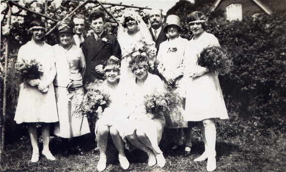 Photo:Mum and Dad's wedding - Willy (William) Speed and Rose Adelaide Lillywhite) - at Stoughton West Sussex, 5 August 1929.