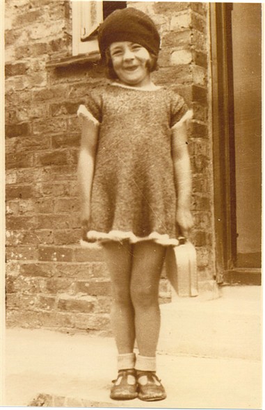 Photo:My sister, Sylvia Bligh, in dress knitted by mum (Eunice) c1933 at 41 Whitehawk Avenue