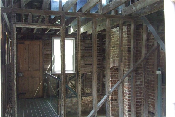 Photo:Interior of the right cottage showing construction detail